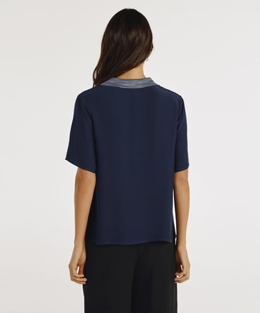  YARGICI Triko Yakalı Kısa Kollu Bluz