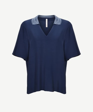  YARGICI Triko Yakalı Kısa Kollu Bluz