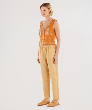  YARGICI Beli Lastikli Düz Kesim Pantolon