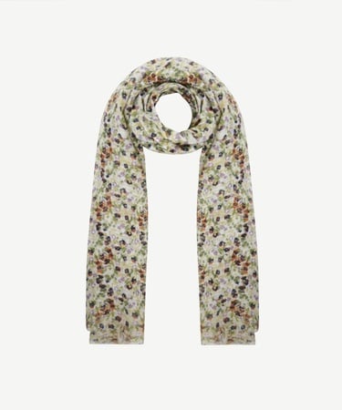  YARGICI Çiçek Desenli Keten Şal