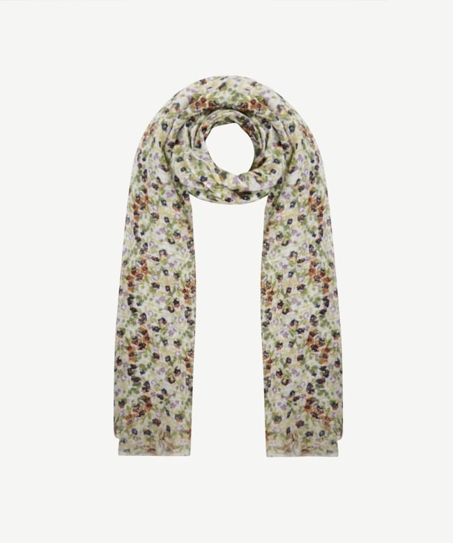  YARGICI Çiçek Desenli Keten Şal