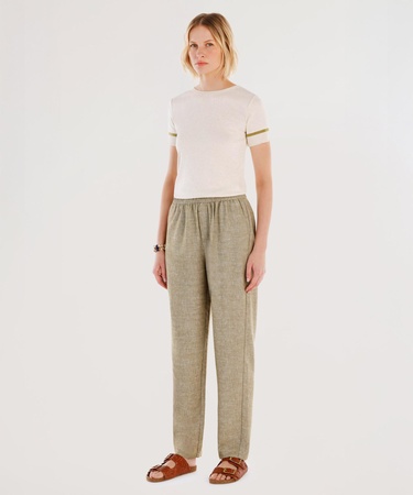  YARGICI Beli Lastikli Düz Kesim Pantolon