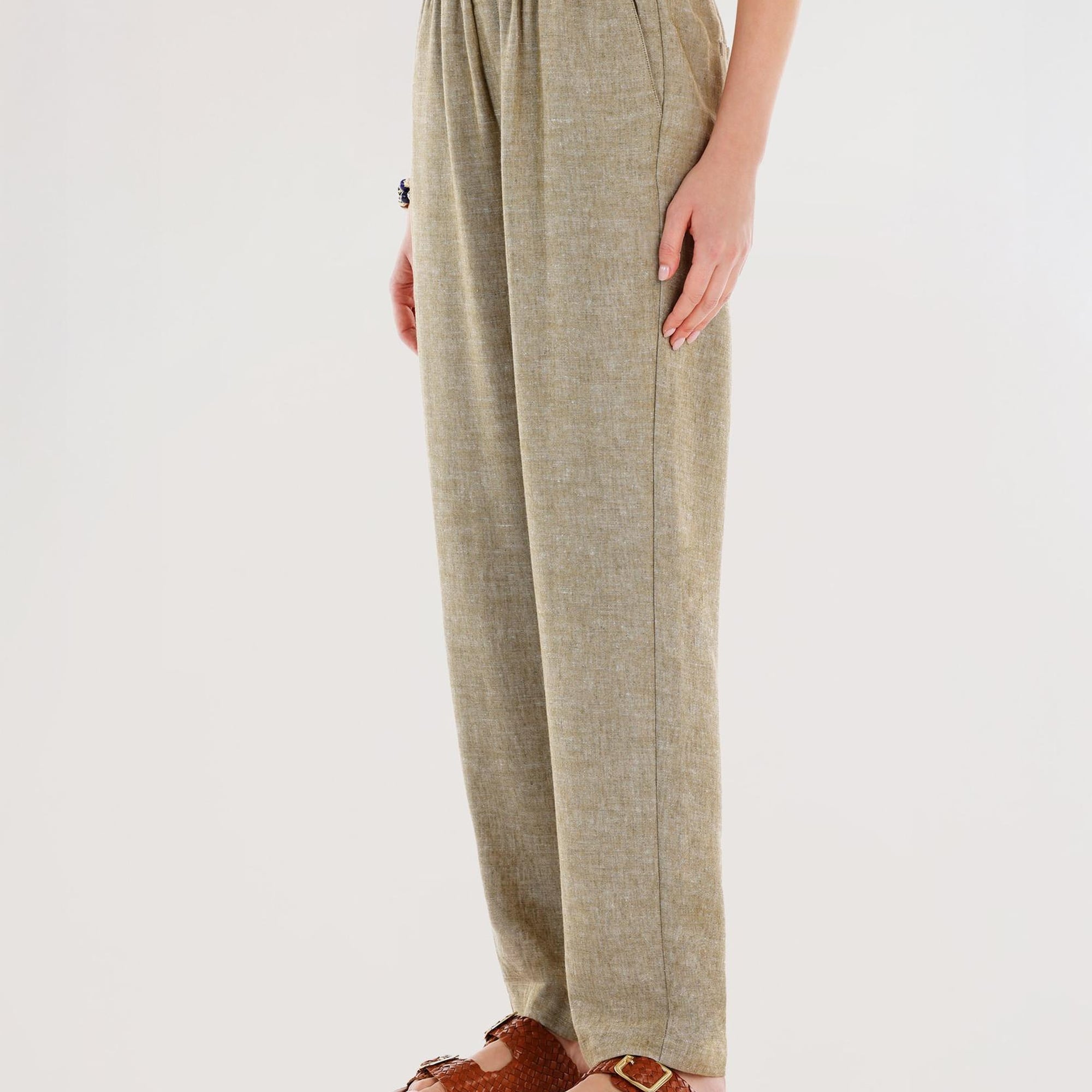 YARGICI Beli Lastikli Düz Kesim Pantolon