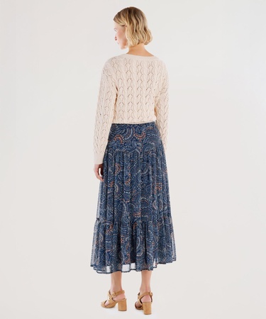  YARGICI Önü Düğmeli Midi Etek