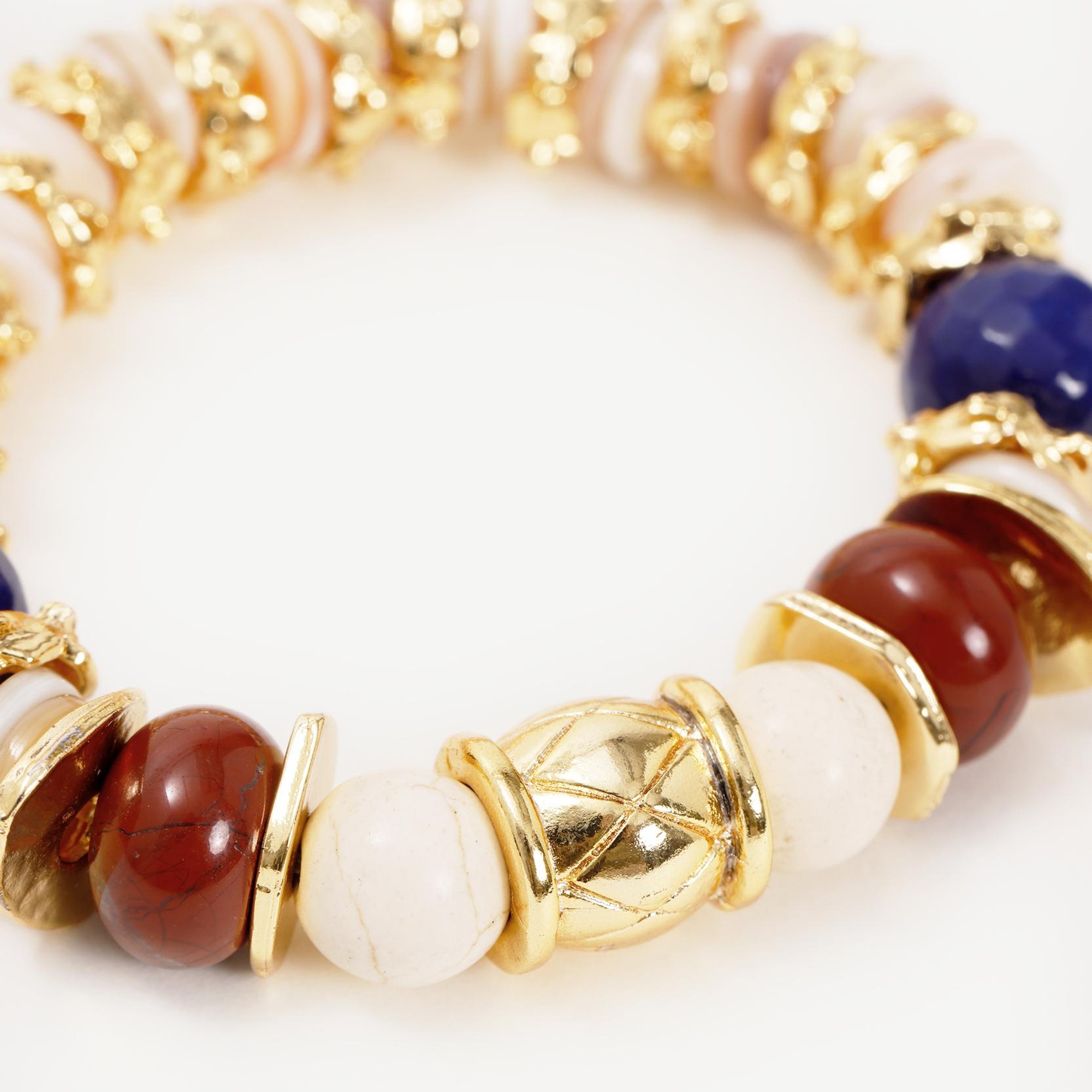 YARGICI Doğal Taş Ve Altın Kaplama Detaylı Bileklik