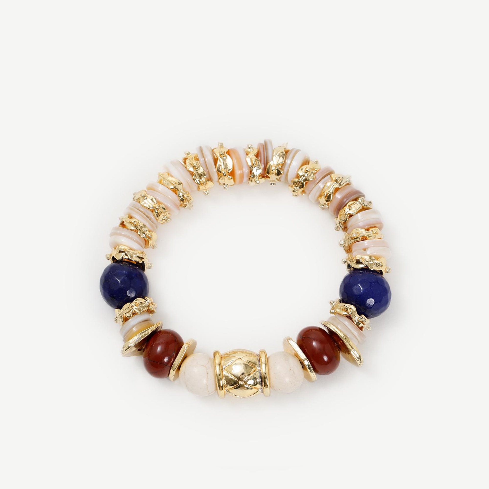 YARGICI Doğal Taş Ve Altın Kaplama Detaylı Bileklik