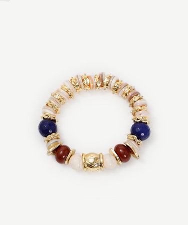  YARGICI Doğal Taş Ve Altın Kaplama Detaylı Bileklik