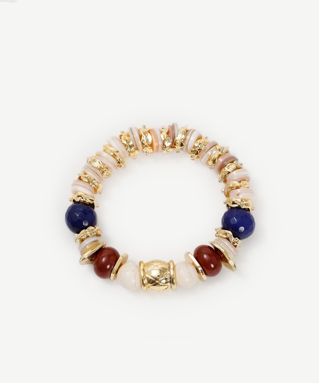  YARGICI Doğal Taş Ve Altın Kaplama Detaylı Bileklik