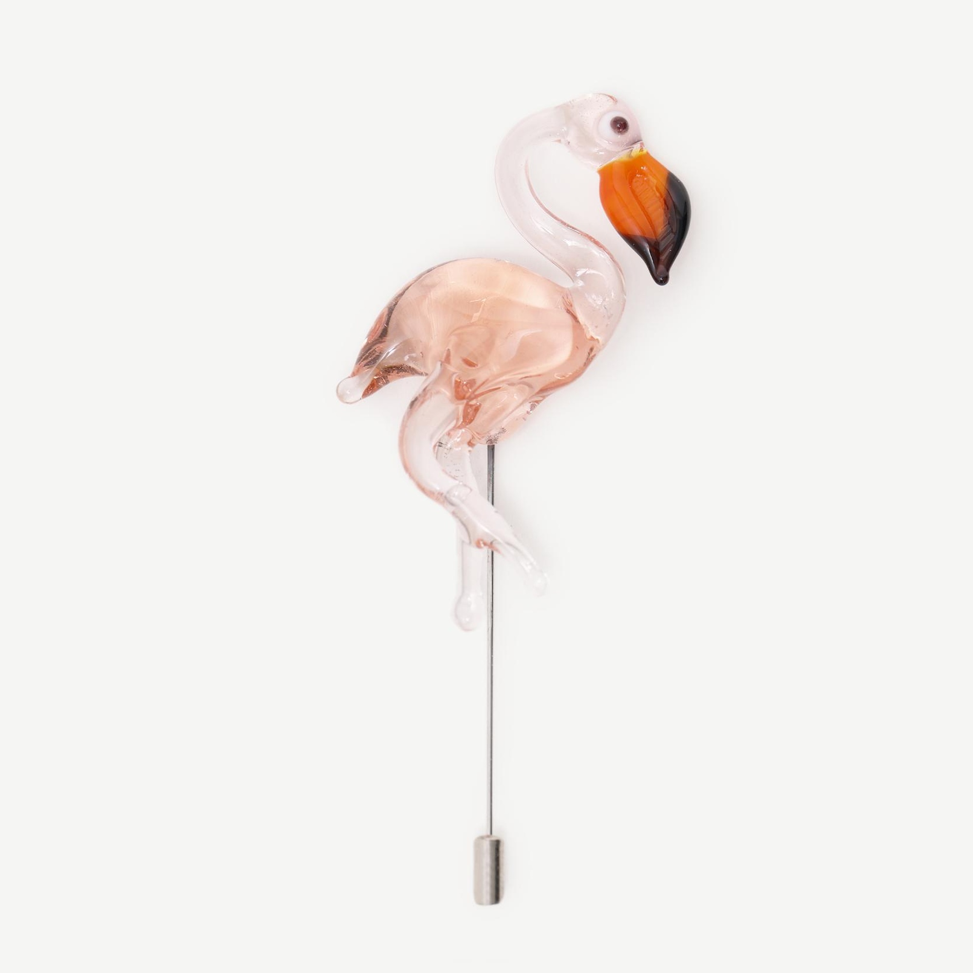 YARGICI El Yapımı Flamingo Figürlü Cam Broş