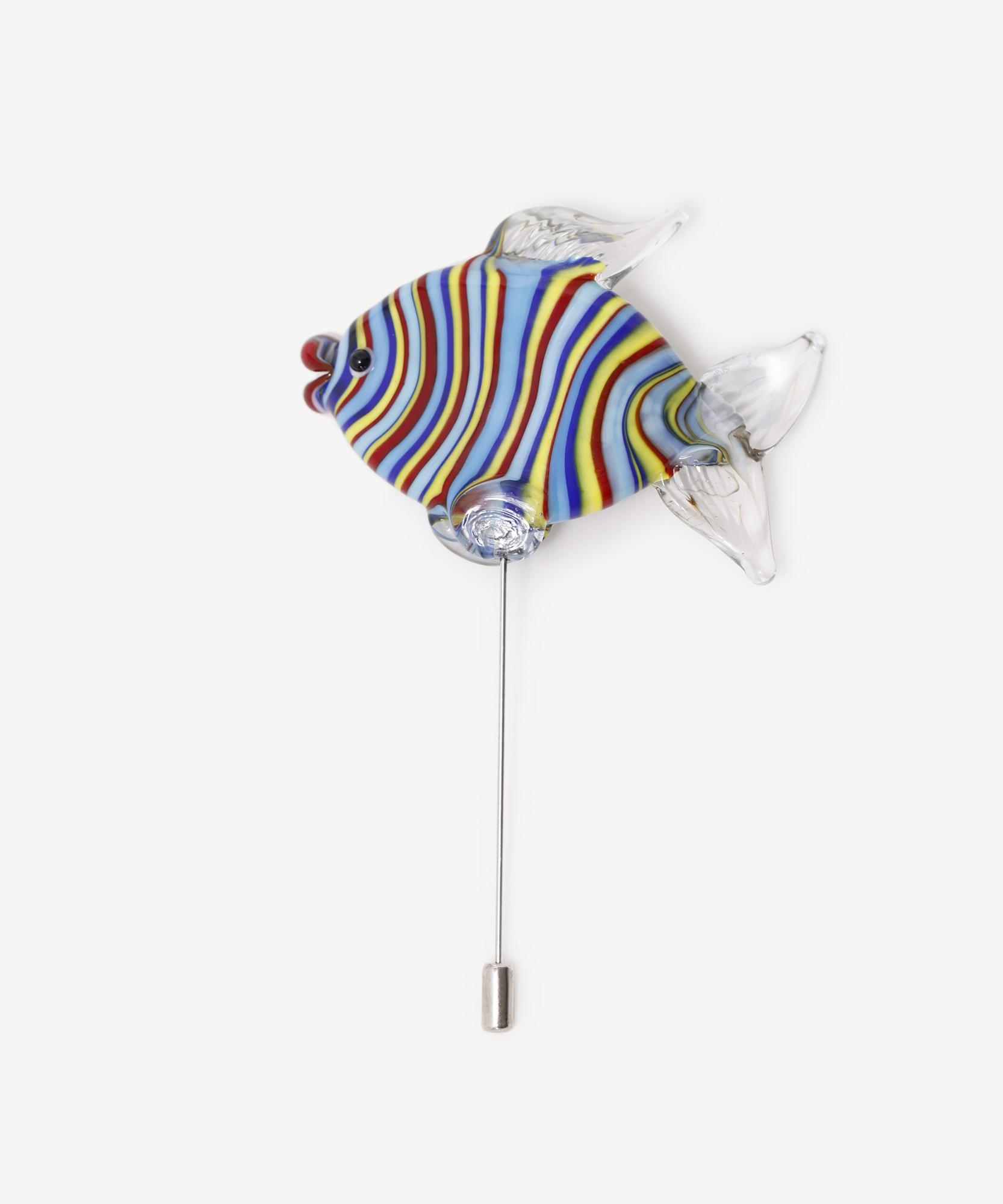  YARGICI El Yapımı Balık Figürlü Cam Broş