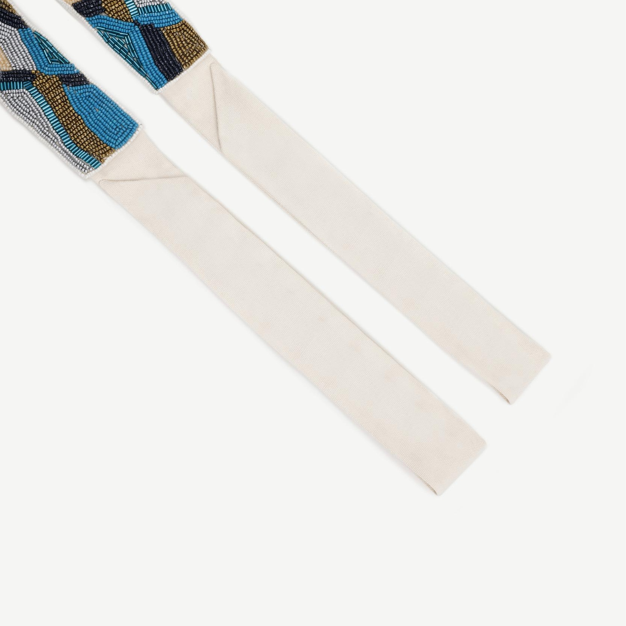 YARGICI Geometrik Desenli Boncuk Işleme Keten Bel Kemeri