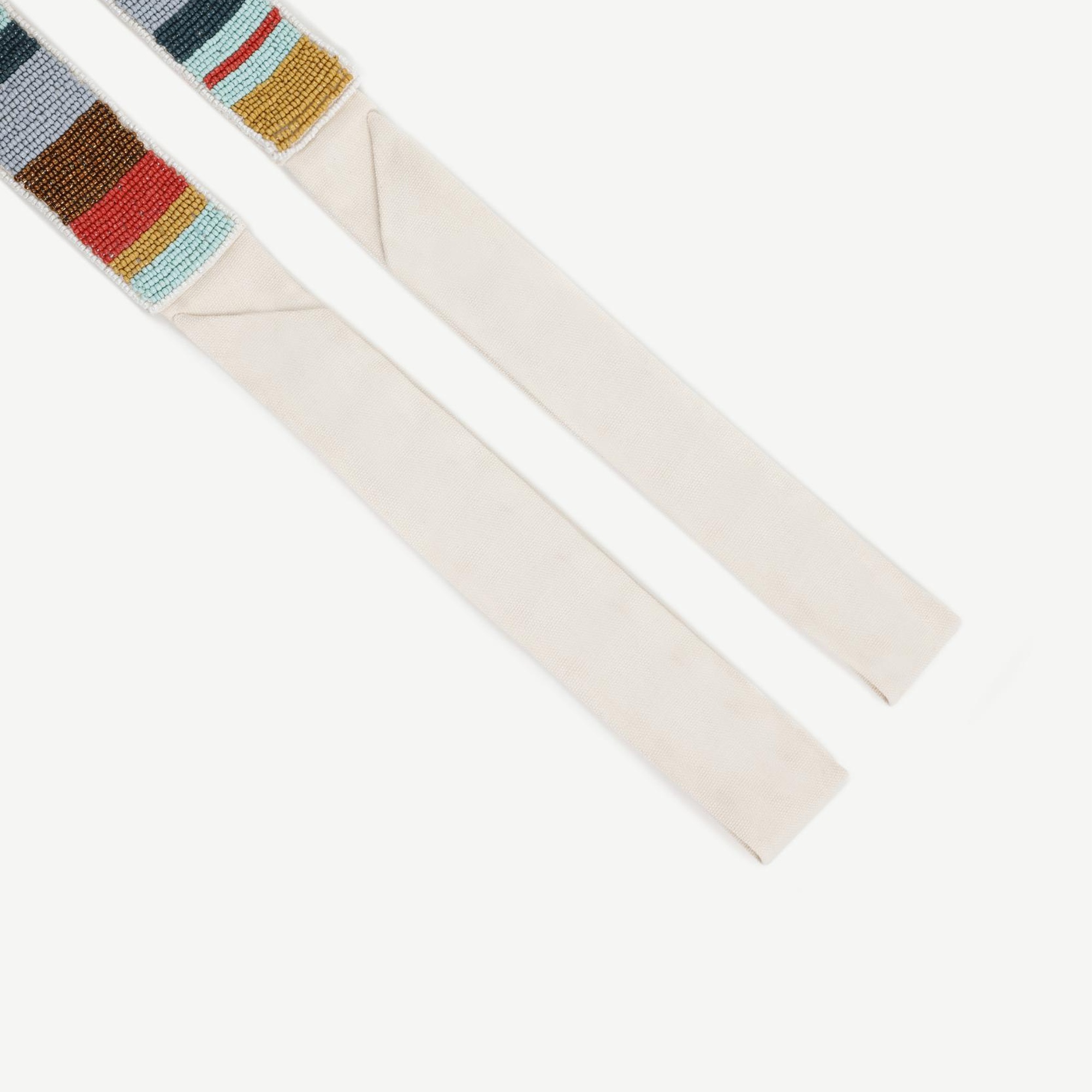 YARGICI Dikdörtgen Çizgili Boncuk Işleme Keten Bel Kemeri