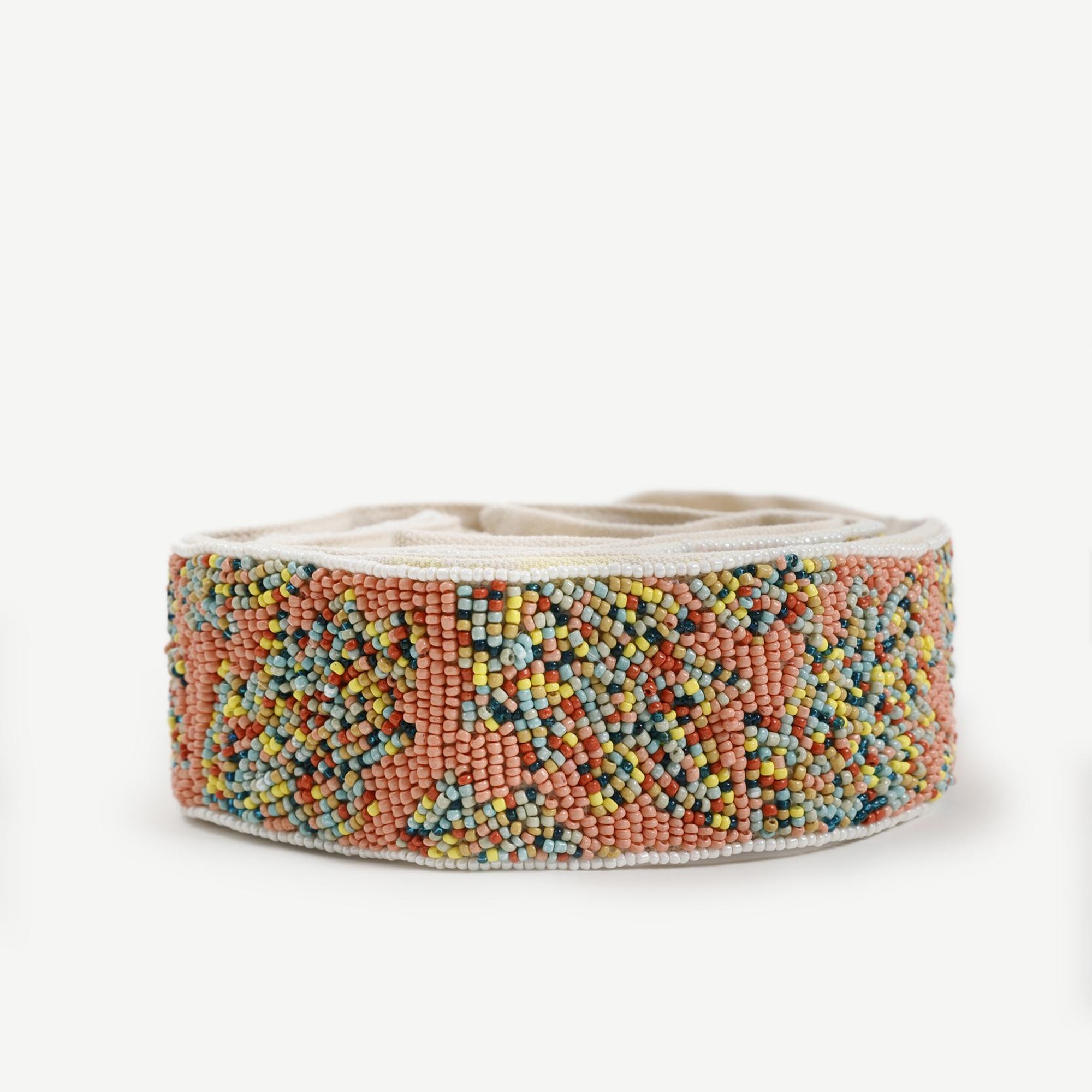 YARGICI Çok Renkli Boncuk Işleme Keten Bel Kemeri