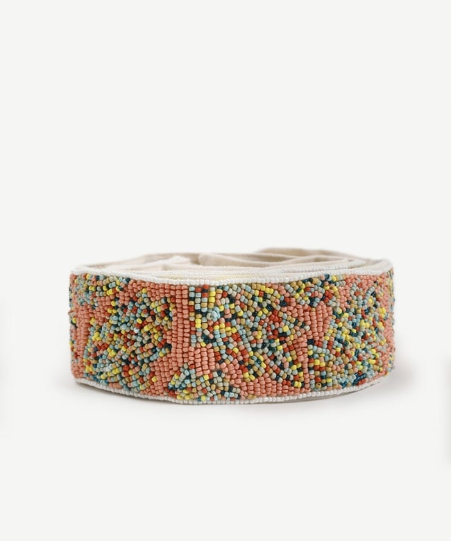  YARGICI Çok Renkli Boncuk Işleme Keten Bel Kemeri