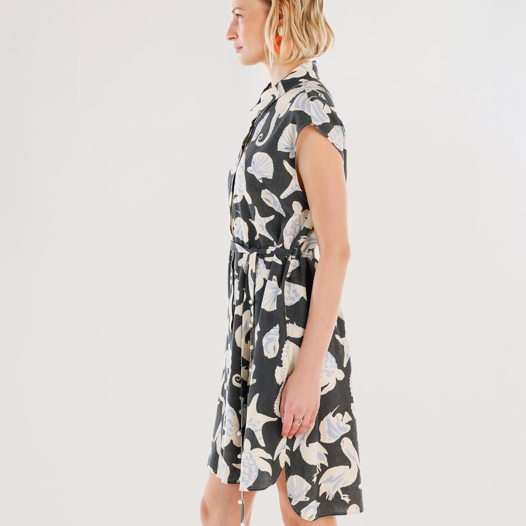 YARGICI Kemer Detaylı Kolsuz Elbise