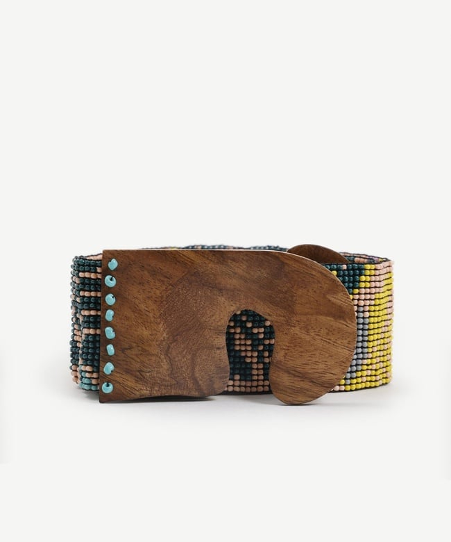  YARGICI Yaprak Desenli Elastik Boncuk Kemer