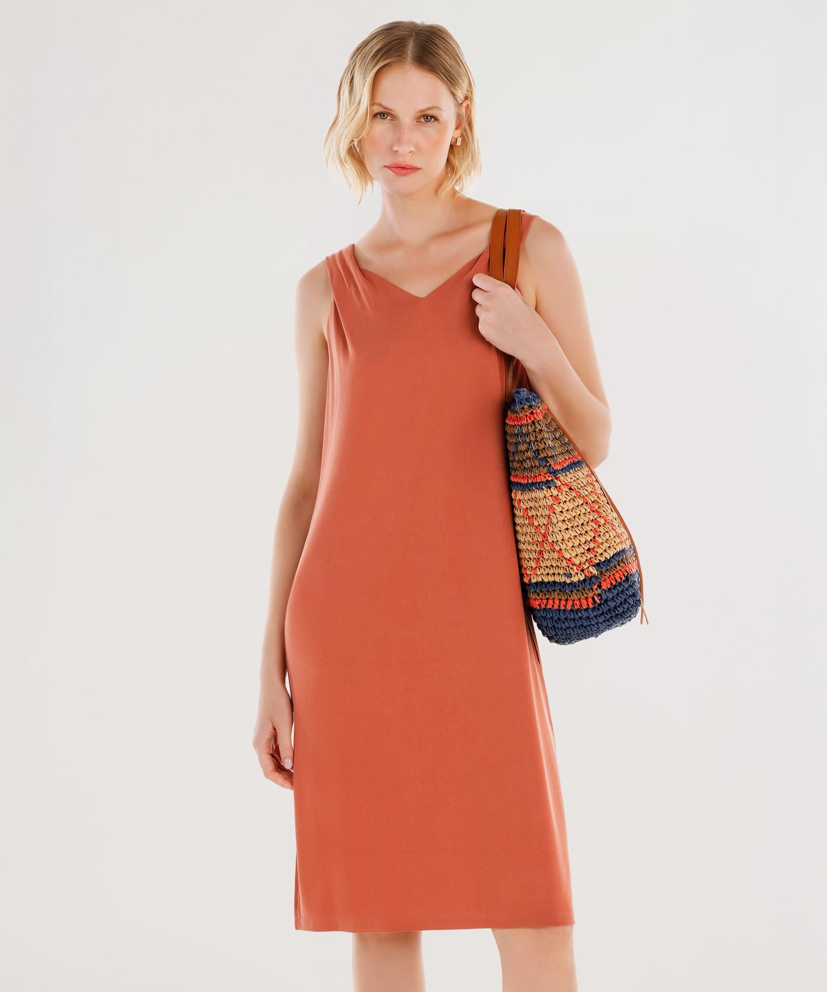  YARGICI V Yaka Kolsuz Midi Boy Elbise