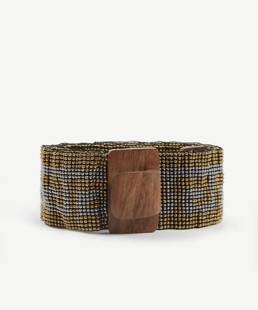  YARGICI Ahşap Kapamalı Elastik Boncuk Kemer