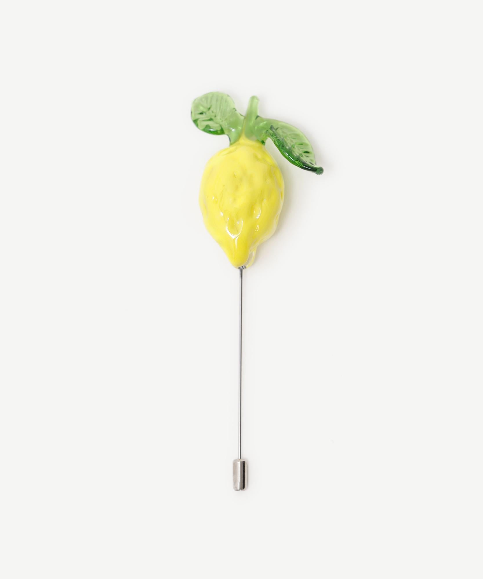  YARGICI El Yapımı Limon Figürlü Cam Broş