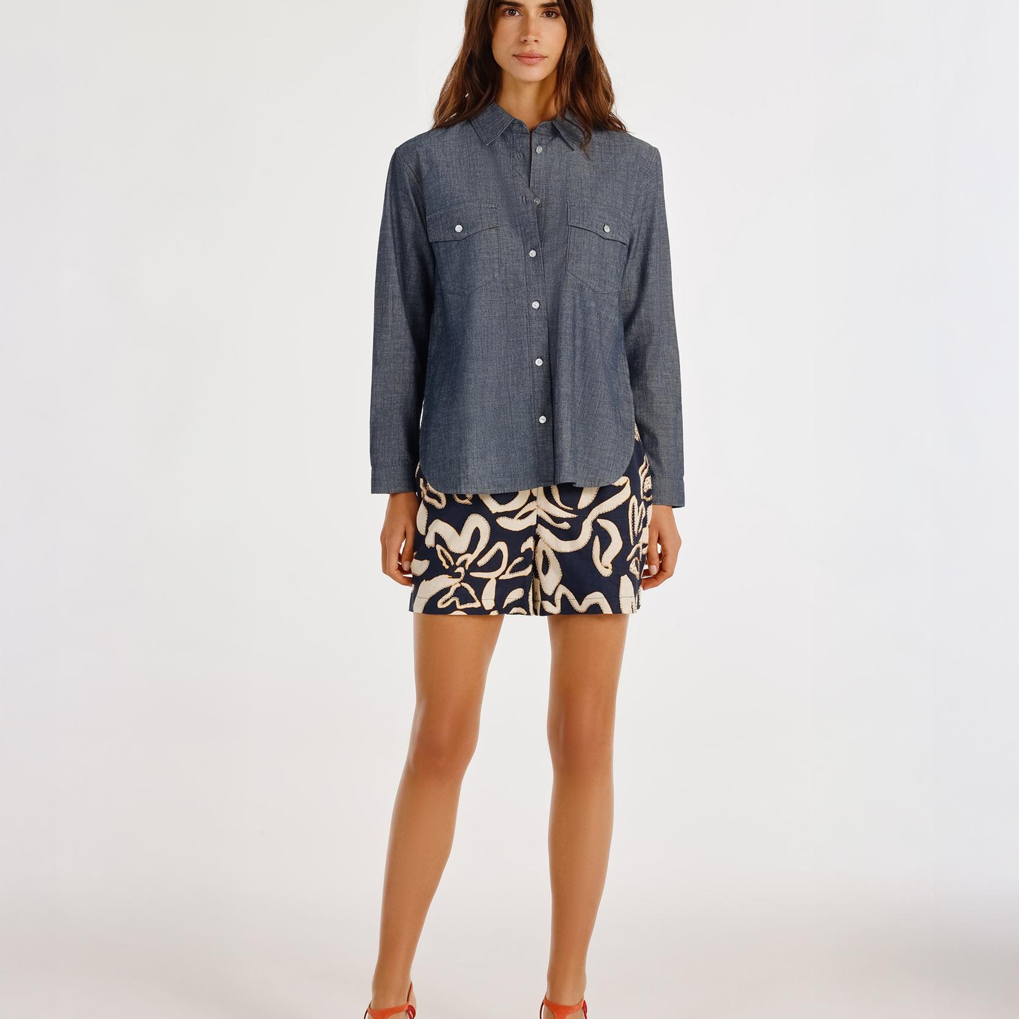 YARGICI Yırtmaç Detaylı Uzun Kollu Denim Gömlek