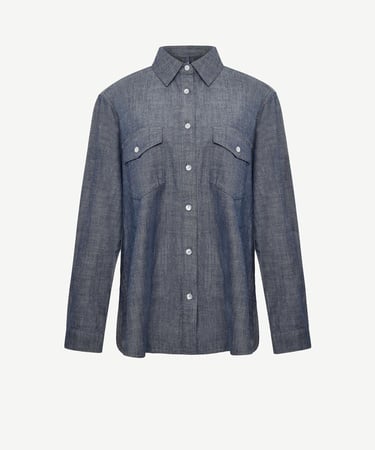  YARGICI Yırtmaç Detaylı Uzun Kollu Denim Gömlek