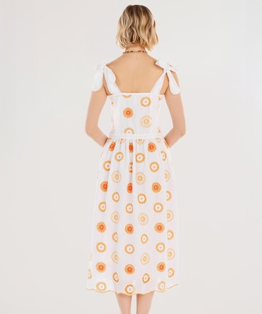  YARGICI Brode Detaylı Kolsuz Uzun Elbise