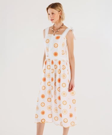  YARGICI Brode Detaylı Kolsuz Uzun Elbise