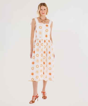  YARGICI Brode Detaylı Kolsuz Uzun Elbise