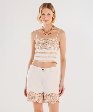  YARGICI Nakışlı Kısa Bluz