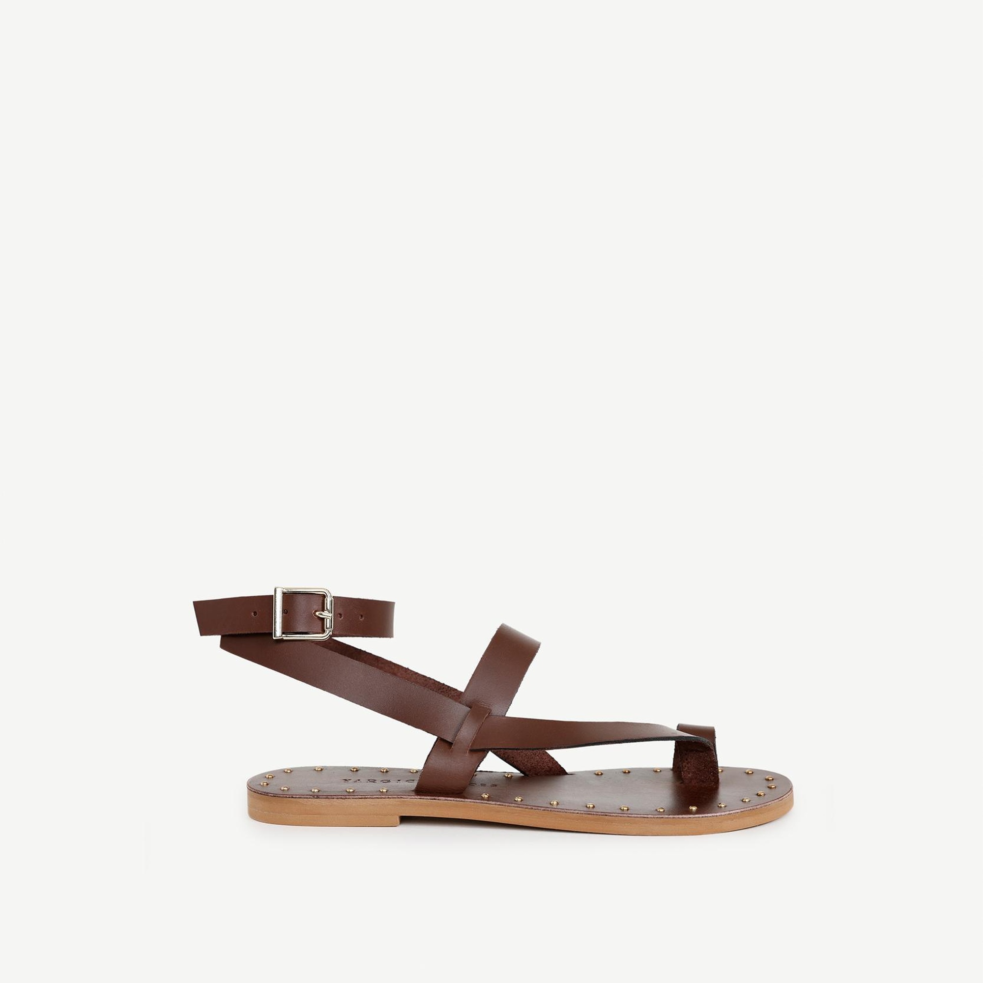 YARGICI Tabanı Pimli Deri Sandalet