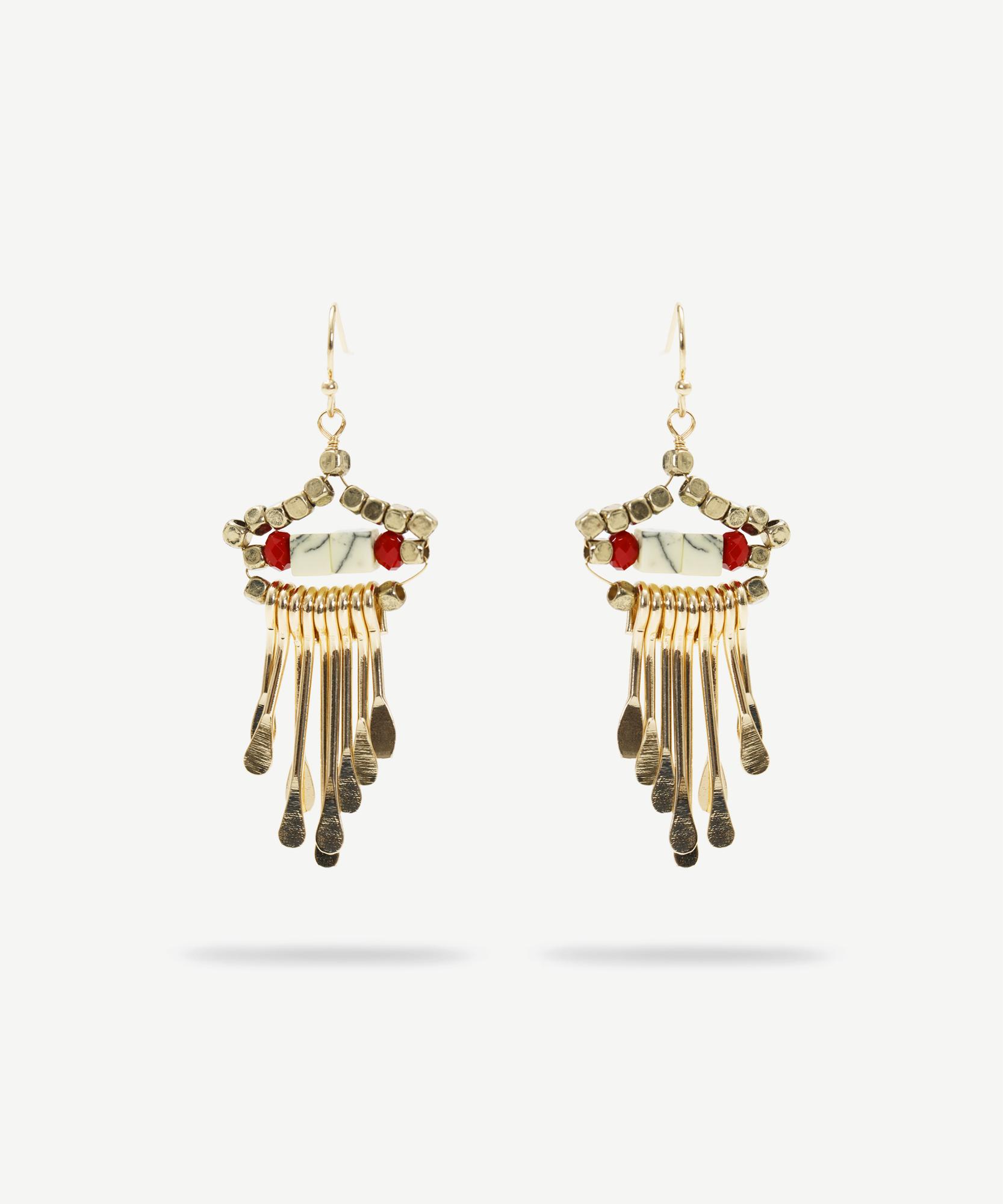  YARGICI Cam Taş Detaylı Sallantılı Küpe