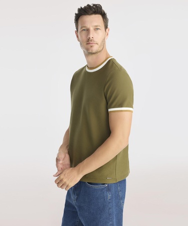  YARGICI Ribana Detaylı Erkek Bisiklet Yaka T-shirt