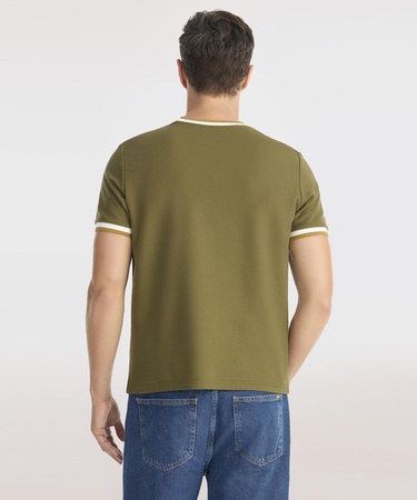  YARGICI Ribana Detaylı Erkek Bisiklet Yaka T-shirt