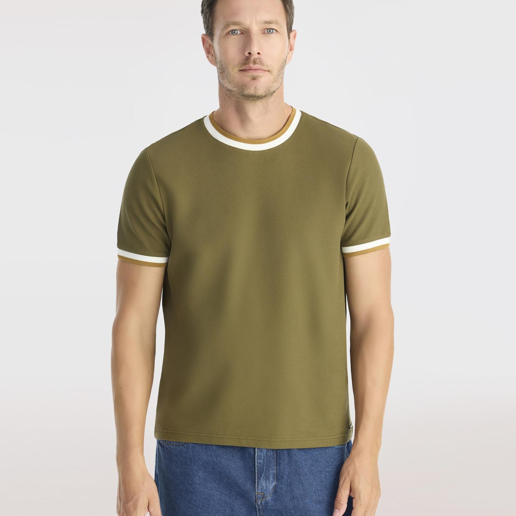 YARGICI Ribana Detaylı Erkek Bisiklet Yaka T-shirt