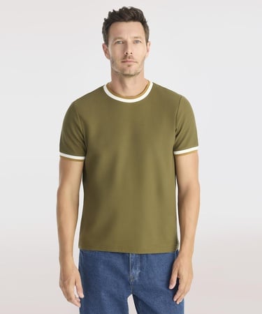  YARGICI Ribana Detaylı Erkek Bisiklet Yaka T-shirt