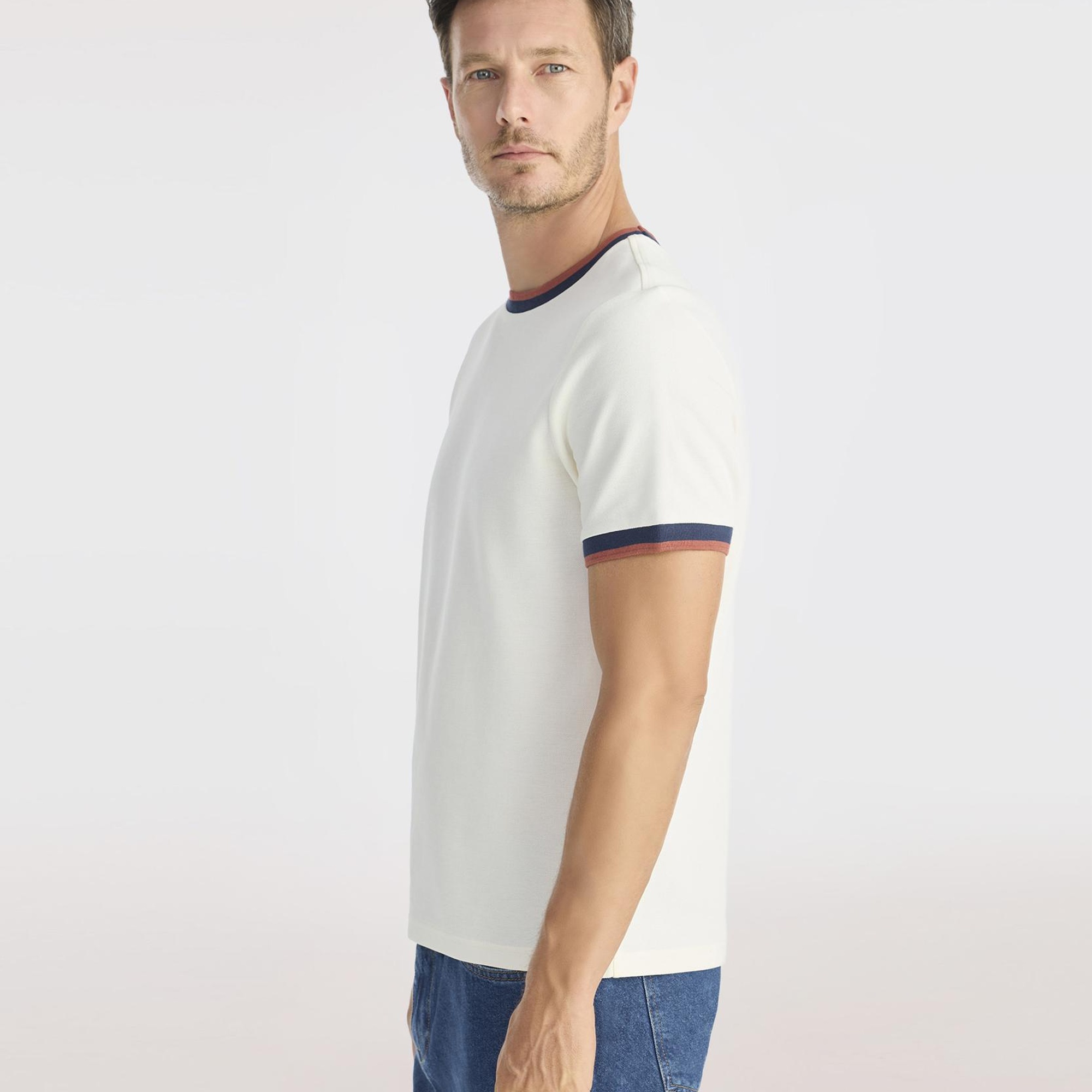 YARGICI Ribana Detaylı Erkek Bisiklet Yaka T-shirt