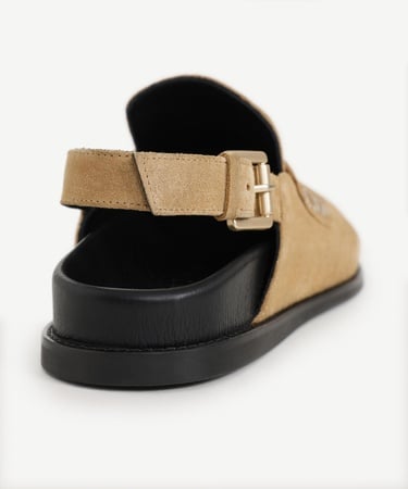  YARGICI Atkılı Arkası Açık Deri Ayakkabı