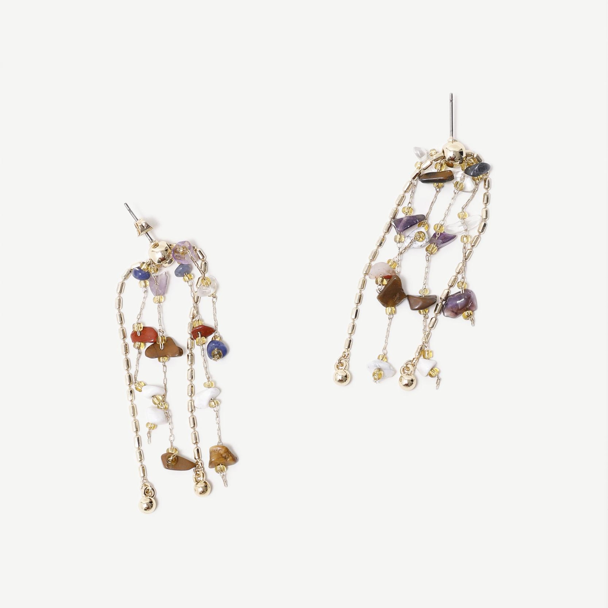 YARGICI Doğal Taş Detaylı Sallantılı Küpe