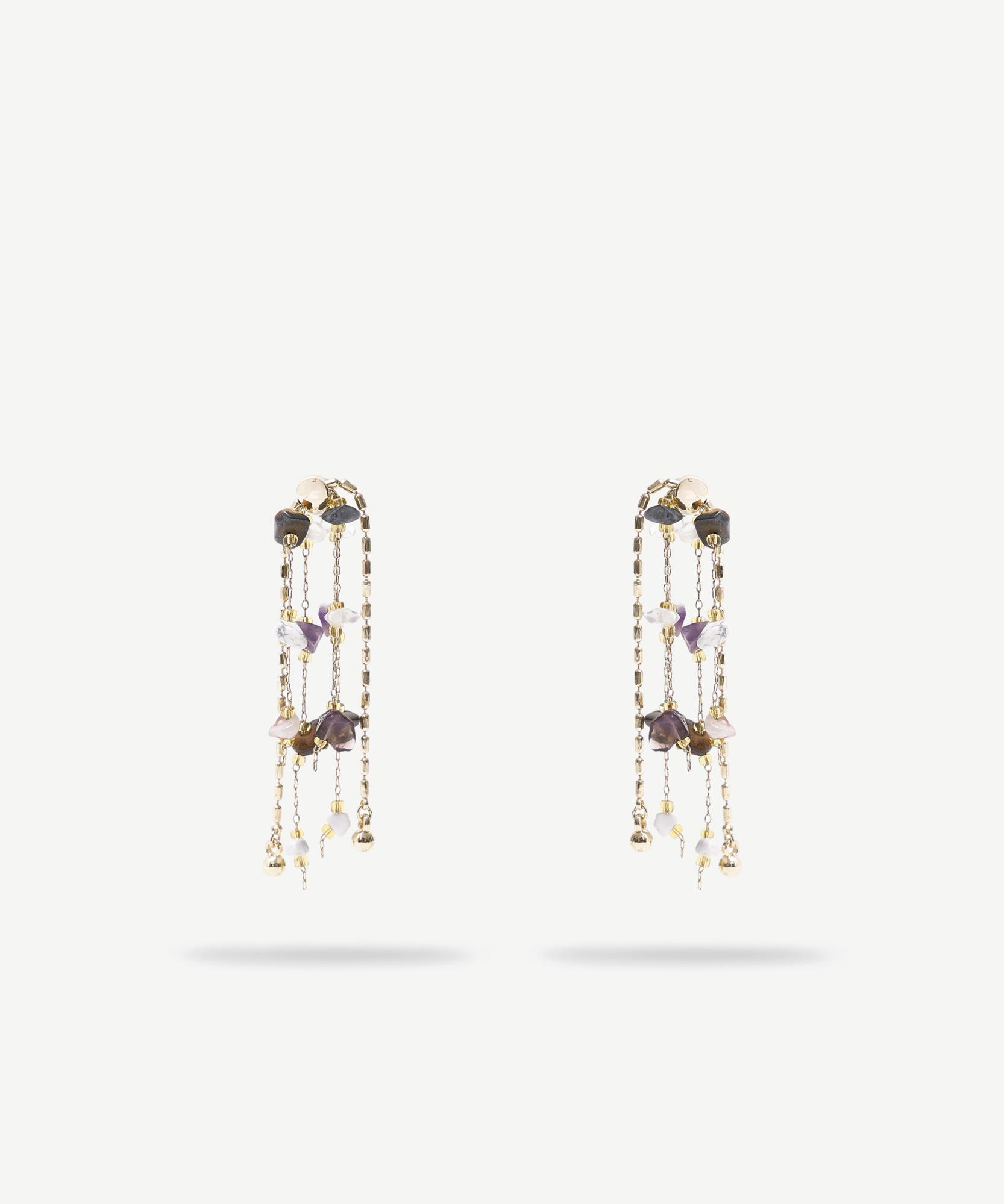  YARGICI Doğal Taş Detaylı Sallantılı Küpe