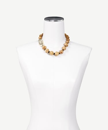  YARGICI Ahşap Boncuk Taşlı Kolye