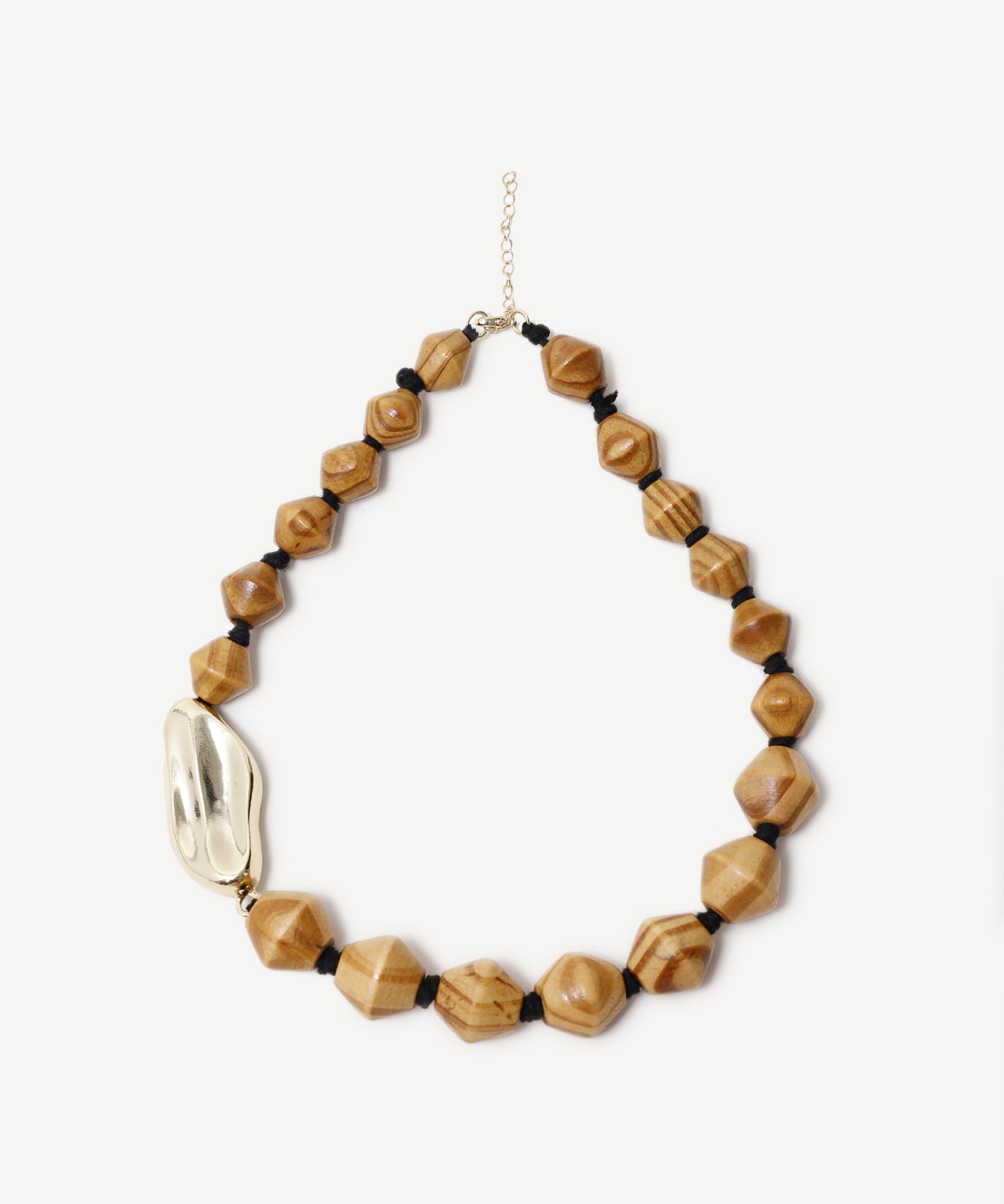  YARGICI Ahşap Boncuk Taşlı Kolye