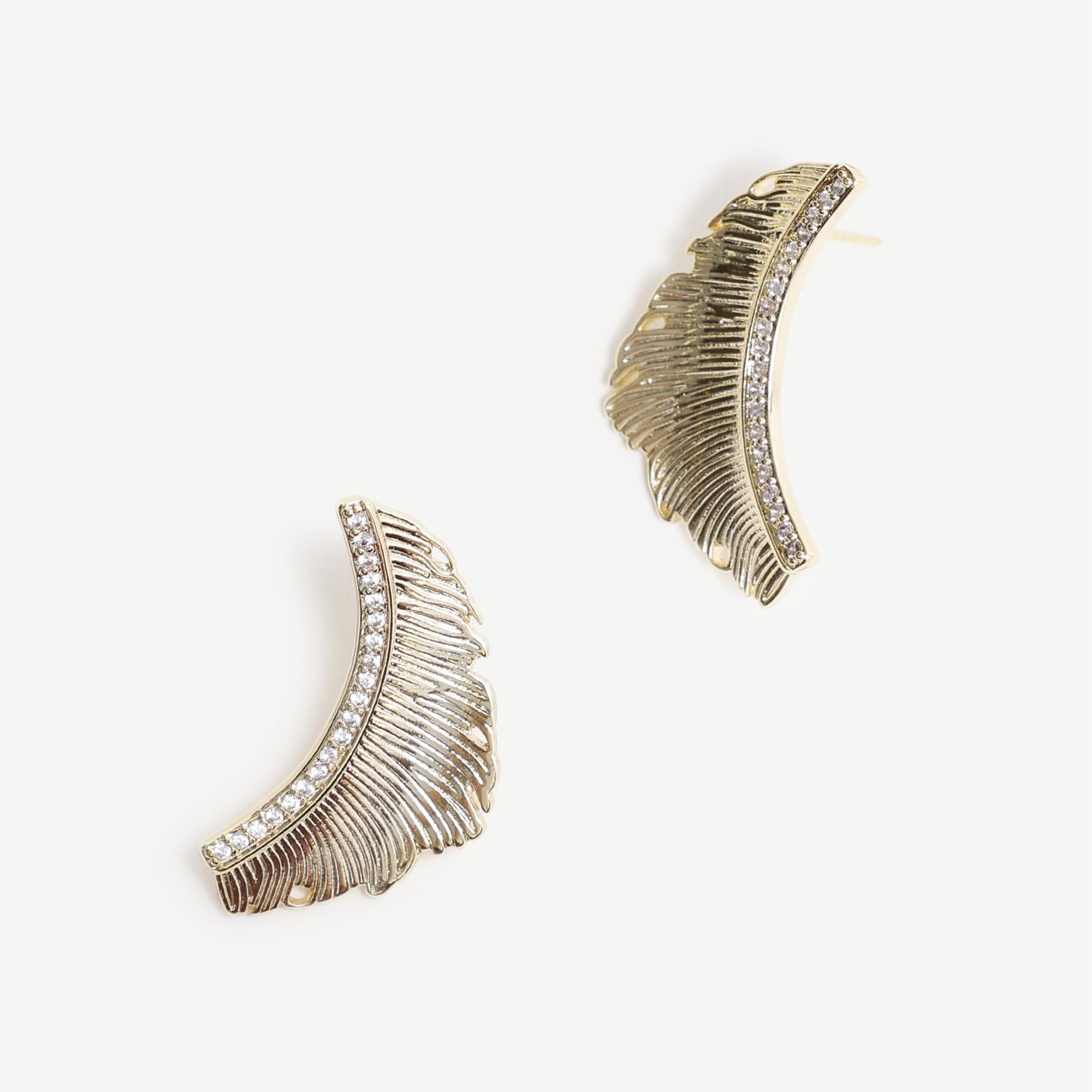 YARGICI Yaprak Formlu Gold Küpe