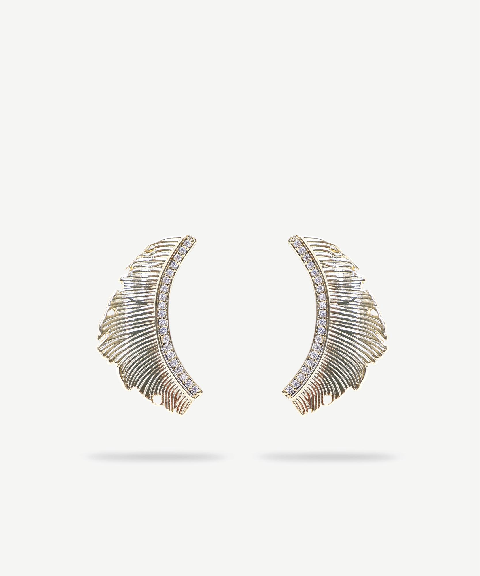  YARGICI Yaprak Formlu Gold Küpe