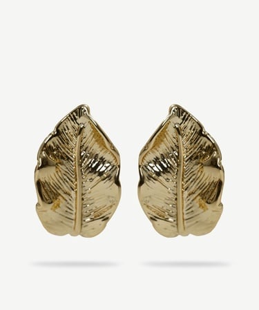  YARGICI Yaprak Formlu Gold Küpe