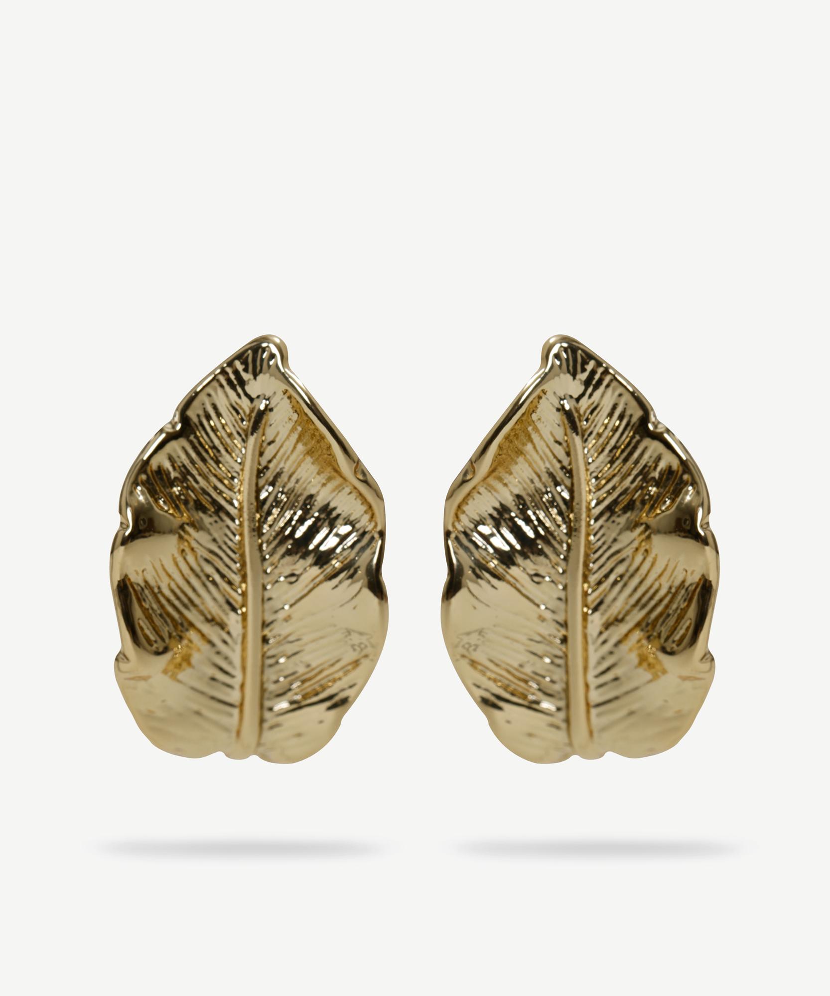  YARGICI Yaprak Formlu Gold Küpe