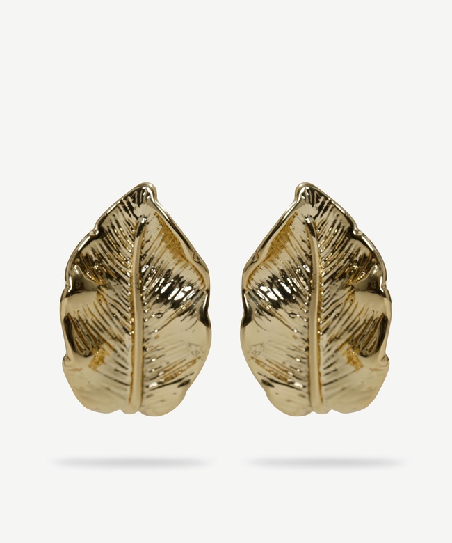  YARGICI Yaprak Formlu Gold Küpe