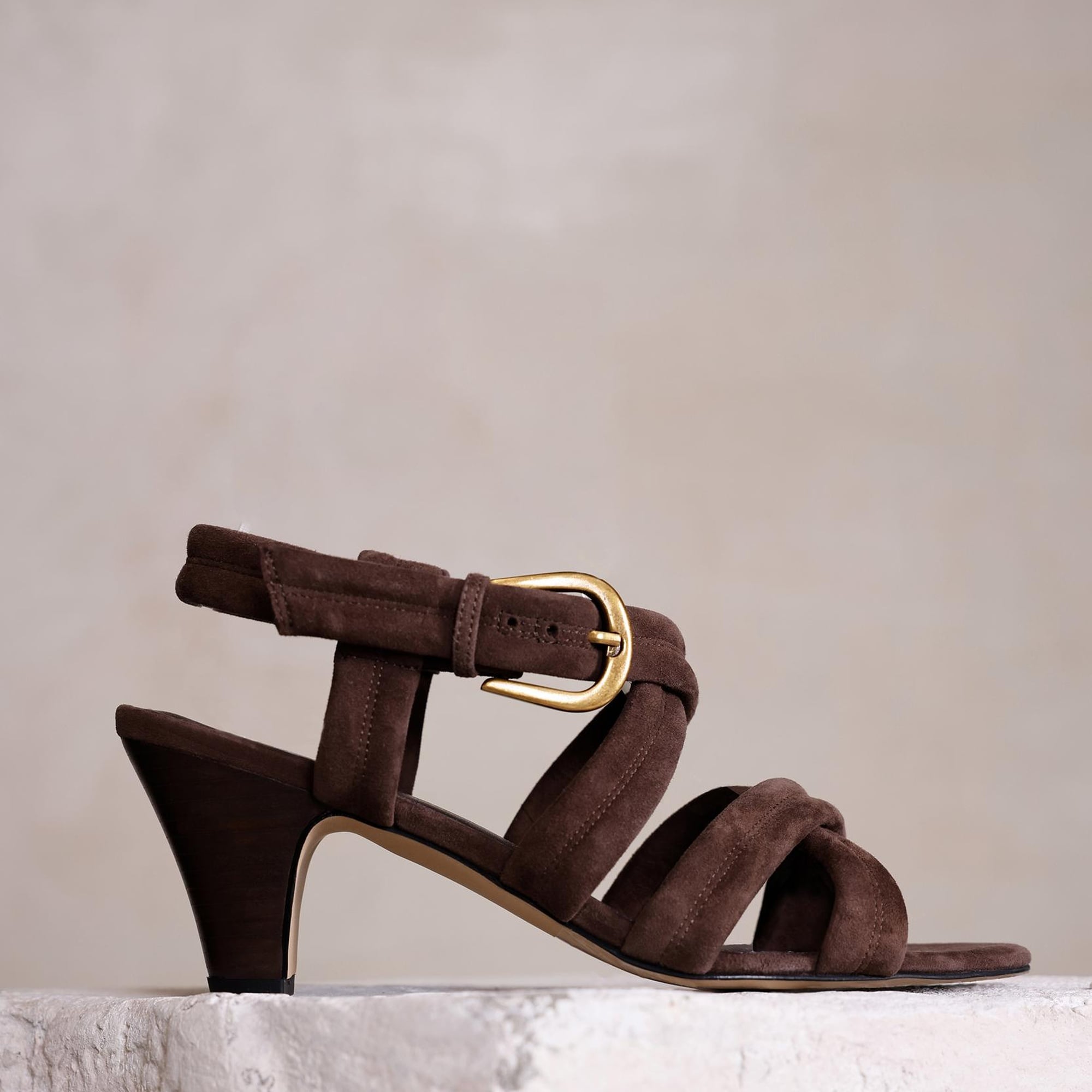 YARGICI Pedli Çapraz Deri Topuklu Ayakkabı