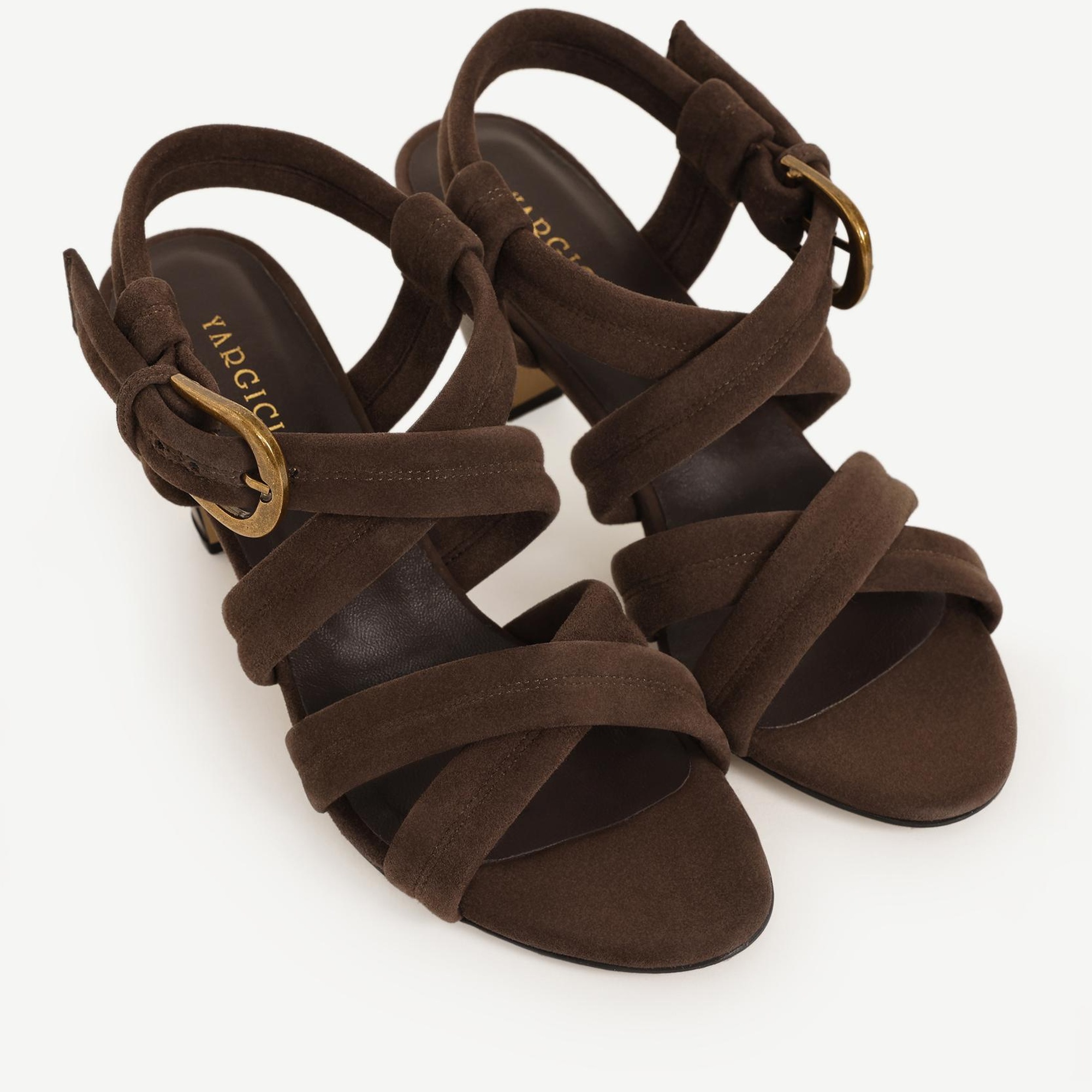 YARGICI Pedli Çapraz Deri Topuklu Ayakkabı