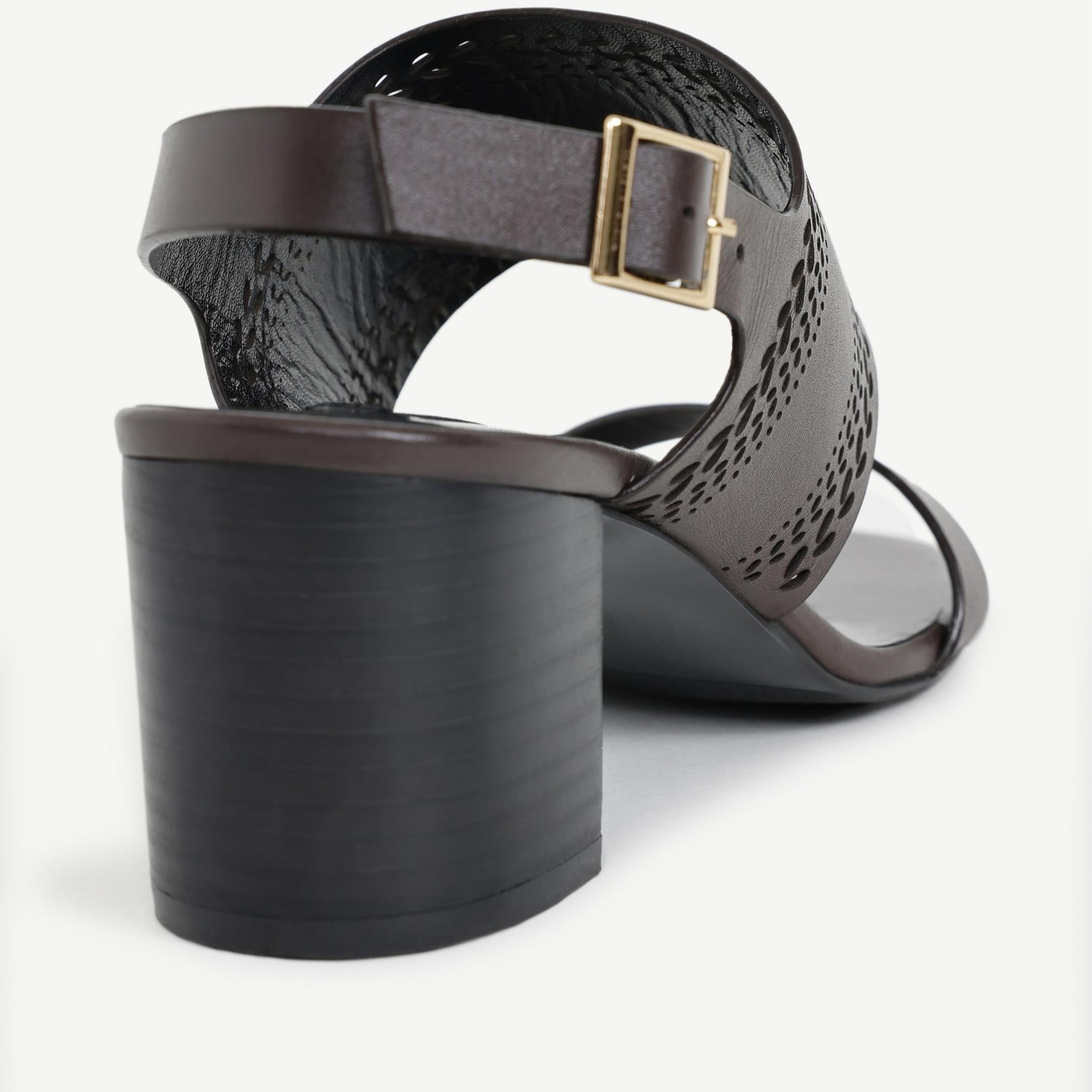 Lazer Kesim Deri Topuklu Ayakkabı