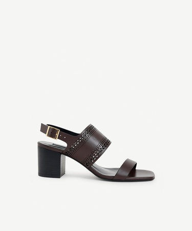  Lazer Kesim Deri Topuklu Ayakkabı